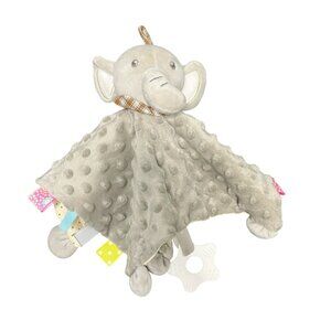 JellyBean Elephant Gray Lovey Security Blanket Minky Crinkle Teether ribbon loop